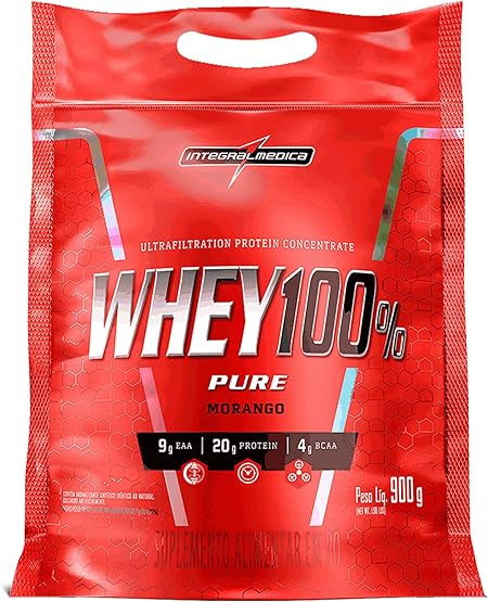 Integralmédica - Whey Protein Concentrado Morango 100% Pure - 21g de Proteína por Scoop, Suplementaç