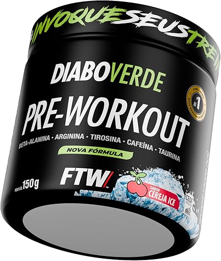 FTW Pré-Treino Diabo Verde - Energia Extrema, Força e Foco - Potência Hardcore com Cafeína, Beta-Ala