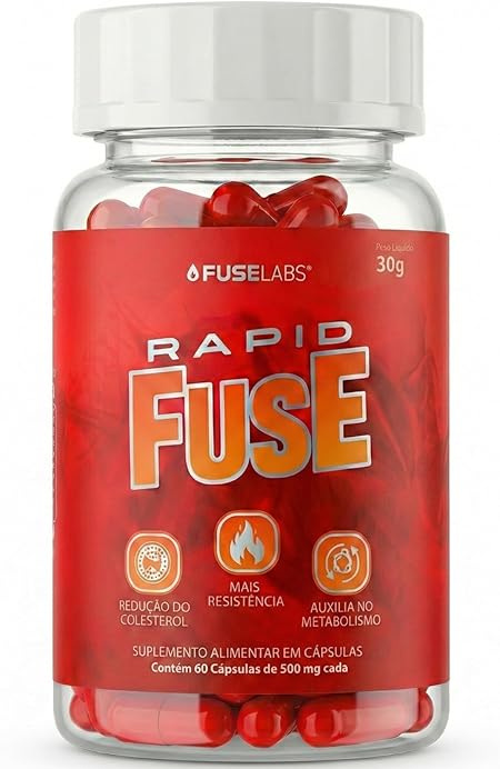 Rapid Fuse Pré Treino e Termogênico (Foguinho) - 60 Cápsulas com Cafeína, Psyllium e Picolinato de C