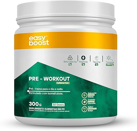 Pre Workout Caffeine Free Easy Boost Pré Treino Beta Alanina Taurina Arginina 300g