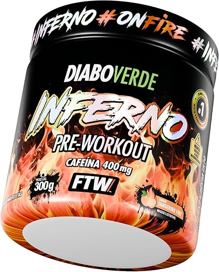FTW Pré-Treino Inferno Diabo Verde em Pó com Cafeína, Aminoácidos Beta‑Alanina e Arginina para Trein